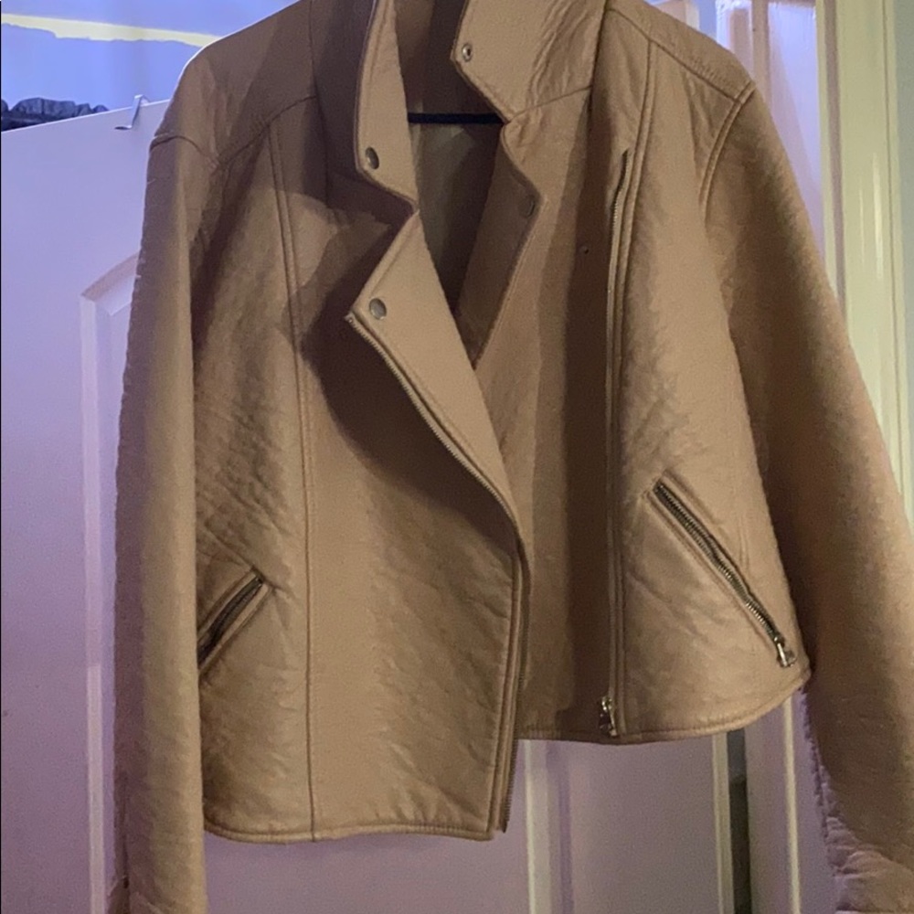 Light pink Muave Faux leather Jacket